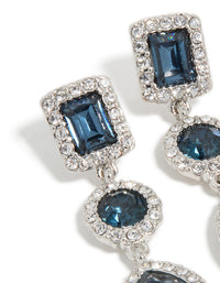 Silver Blue Diamante Multi Shape Drop Earrings - link has visual effect only