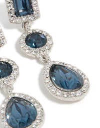 Silver Blue Diamante Multi Shape Drop Earrings - link has visual effect only