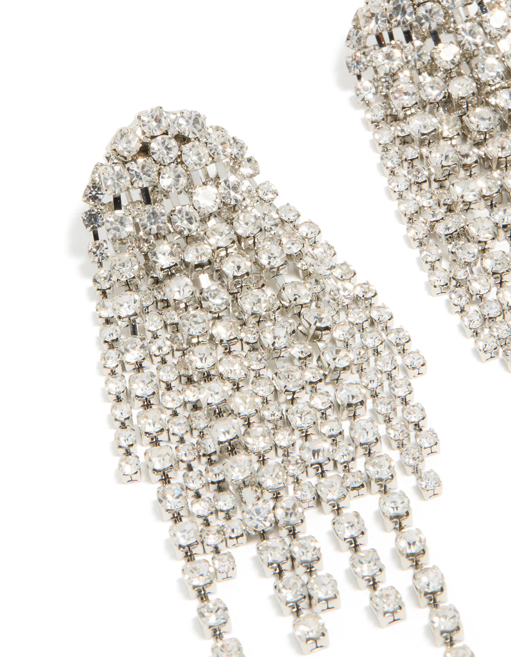 Silver Diamante Dazzle Tassel Drop Earrings