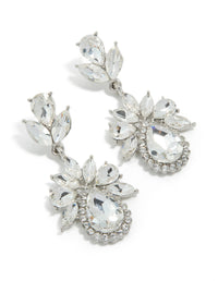 Silver Diamante Mini Floral Drop Earrings - link has visual effect only