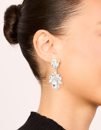 Silver Diamante Mini Floral Drop Earrings - link has visual effect only