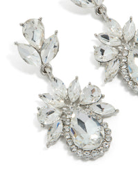 Silver Diamante Mini Floral Drop Earrings - link has visual effect only