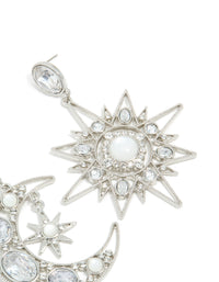 Silver Diamante Statement Star & Moon Earrings - link has visual effect only