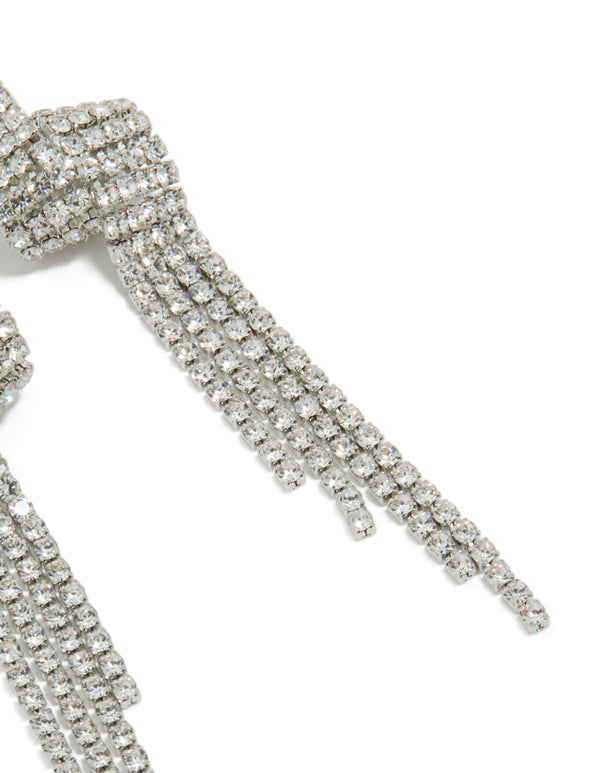 Silver Diamante Shiny Zigzag Drop Earrings