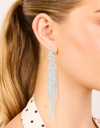 Silver Diamante Open Curve Drop Earrings - link has visual effect only