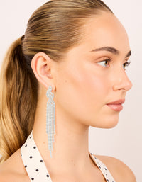 Silver Diamante Open Curve Drop Earrings - link has visual effect only