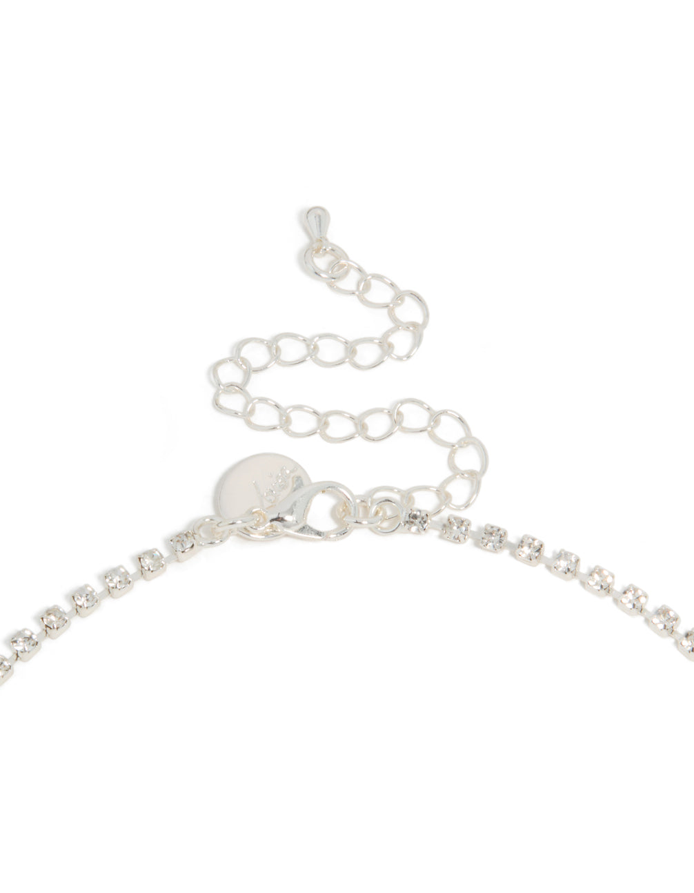 Silver Diamante Shiny Floral Necklace & Drop Earrings Set