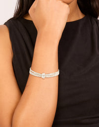 Silver Diamante Simple Loop Stretch Bracelet - link has visual effect only