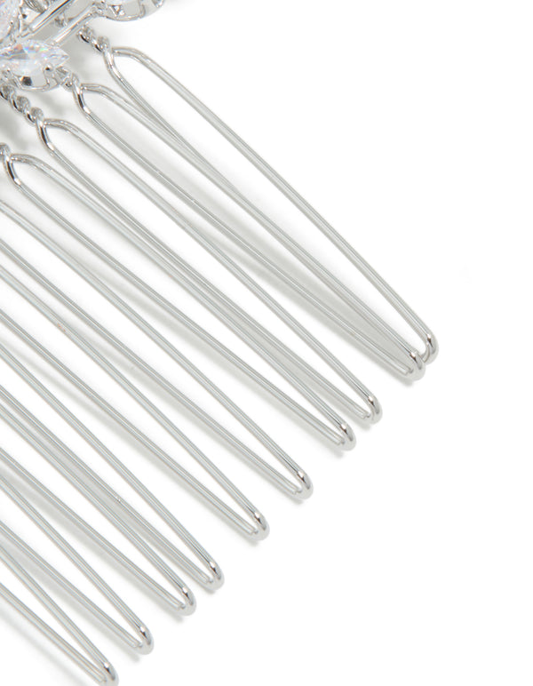 Silver Diamante Dainty Peta Hairl Comb