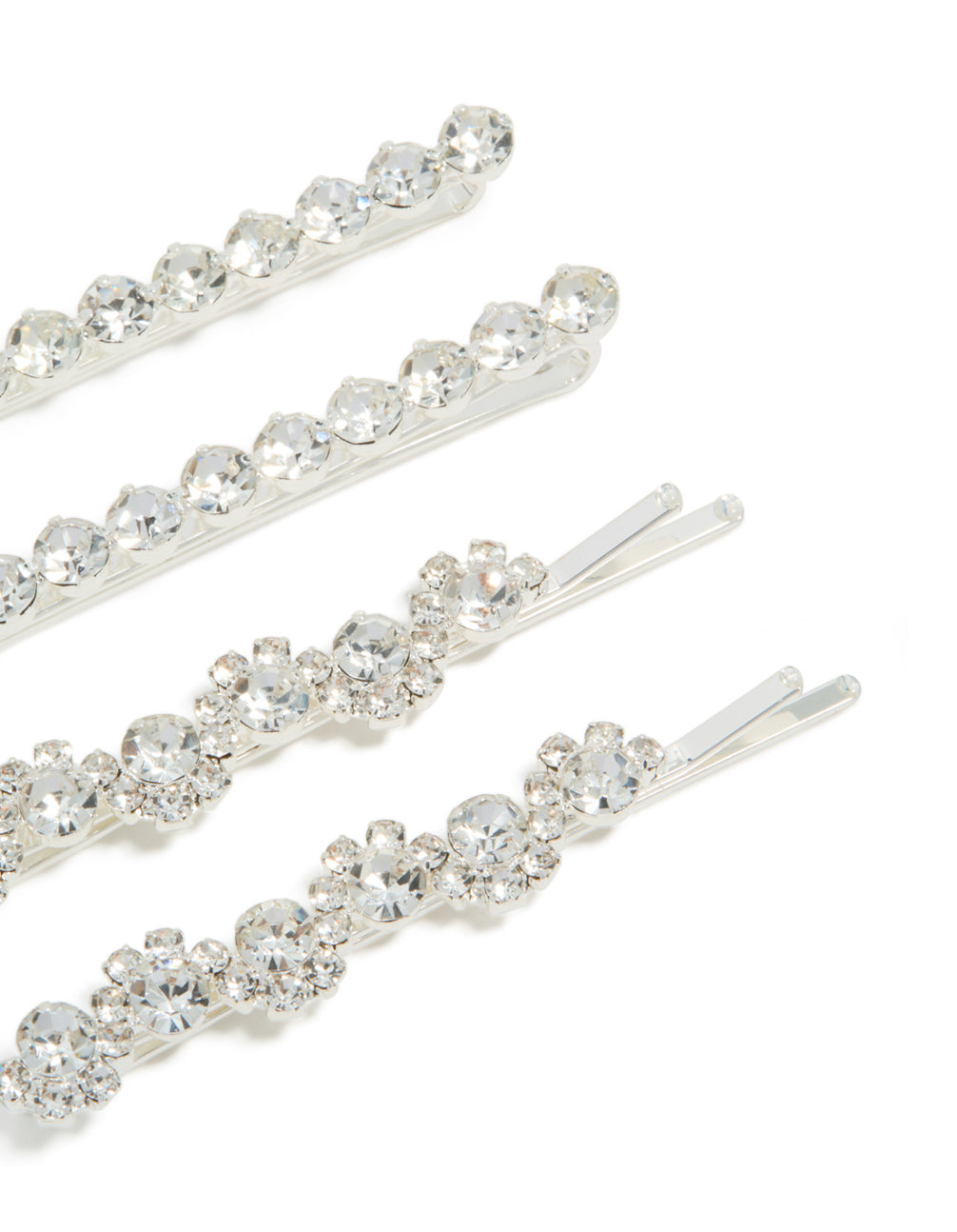 Crafted with silver diamantes hair clips 4-pack side view