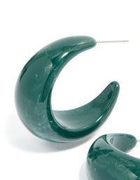 Forest Green Wide Marbled Hoop Earrings - link has visual effect only
