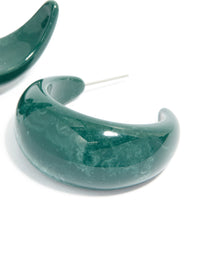 Forest Green Wide Marbled Hoop Earrings - link has visual effect only