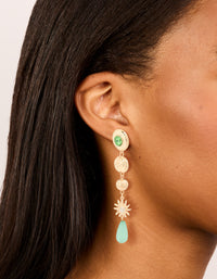Gold Swirl & Green Diamante Drop Earrings - link has visual effect only