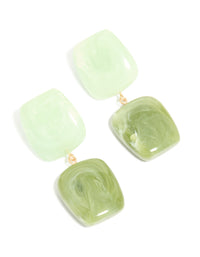 Light & Dark Green Acrylic Double Square Drop Earrings - link has visual effect only
