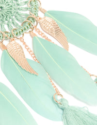 Aqua Feather Dreamcatcher Drop Earrings - link has visual effect only