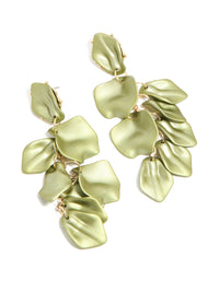 Green Coated Metal Multi Petal Drop Earrings - link has visual effect only