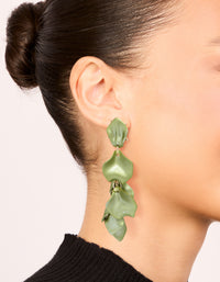 Green Coated Metal Multi Petal Drop Earrings - link has visual effect only