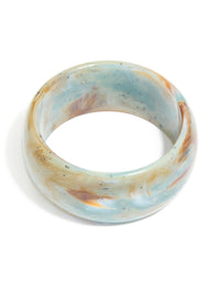 Light Blue & Brown Marbled Acrylic Thick Bangle - link has visual effect only