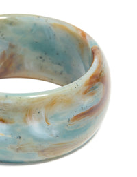 Light Blue & Brown Marbled Acrylic Thick Bangle - link has visual effect only