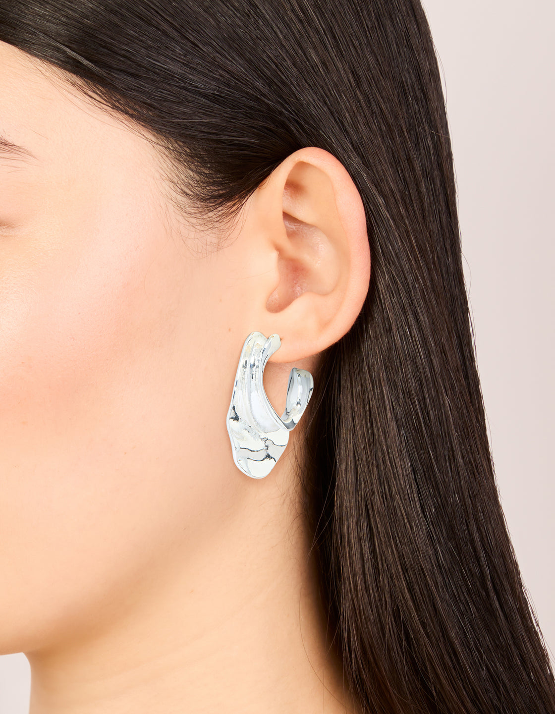 Silver Textured Hoop Earrings