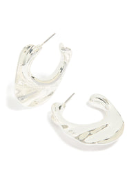 Silver Textured Hoop Earrings - link has visual effect only