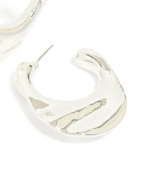Silver Textured Hoop Earrings - link has visual effect only