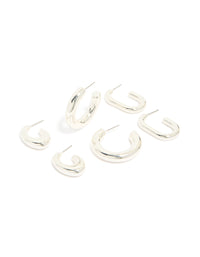 Silver Clean Hoop Earrings 3-Pack - link has visual effect only