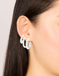 Silver Clean Hoop Earrings 3-Pack - link has visual effect only