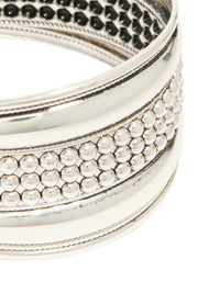 Silver Large Textured Boho Wrist Cuff - link has visual effect only