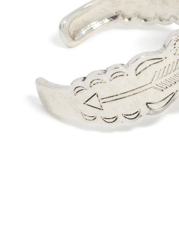 Silver Boho Heart Wrist Cuff