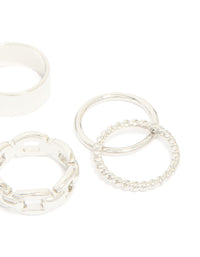 Silver Smooth & Chain Rings 6-Pack - link has visual effect only