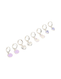 Kids Silver Cat & Paw Huggie Earrings 4-Pack - link has visual effect only