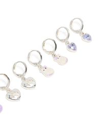 Kids Silver Cat & Paw Huggie Earrings 4-Pack - link has visual effect only