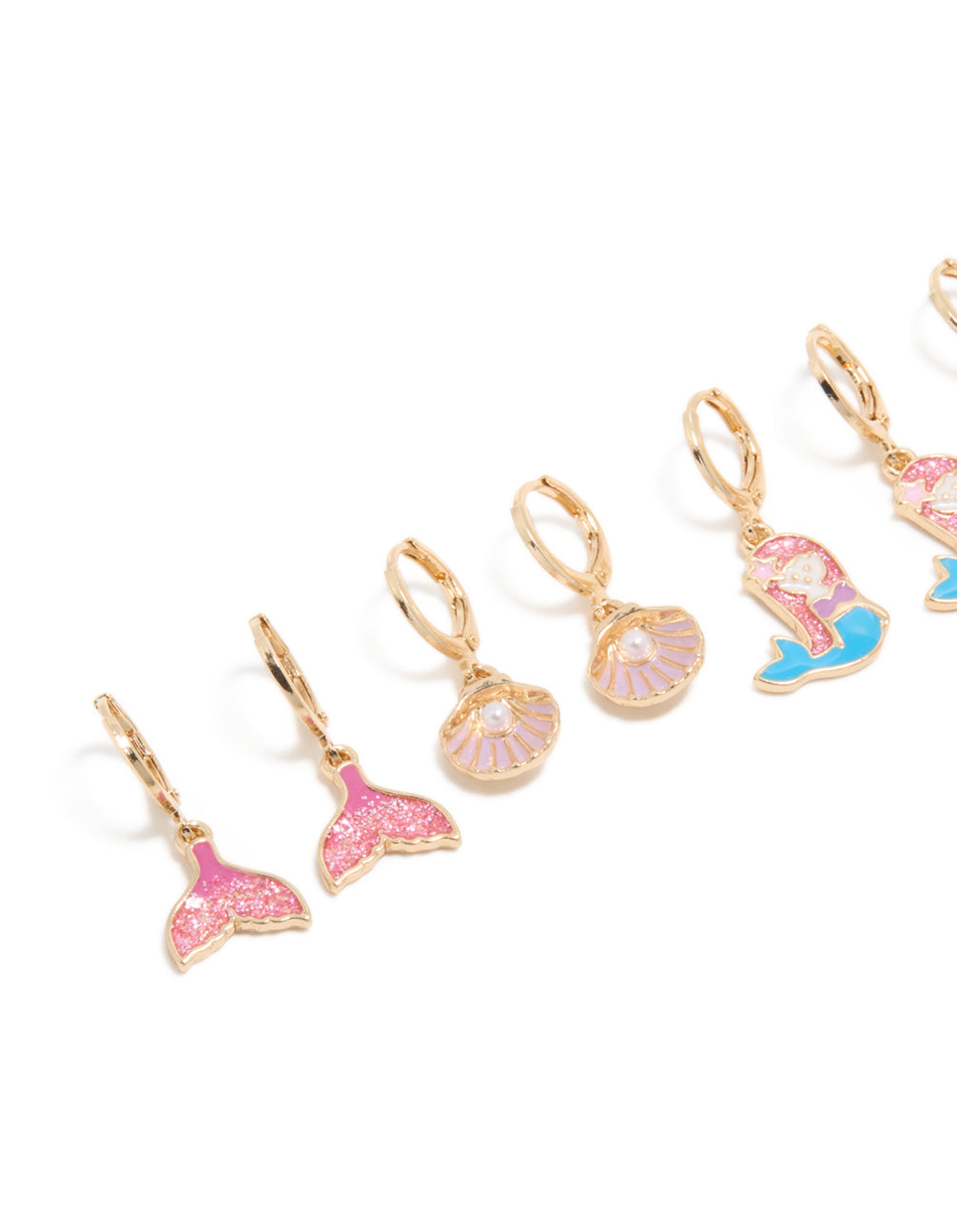 Kids Gold Mermaid Huggie Earrings 4-Pack