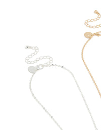 Kids Mixed Metal Diamante Best Friends Cat Necklace 2 Pack - link has visual effect only