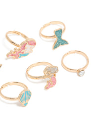 Kids Gold Mermaid & Sea Rings 6-Pack - link has visual effect only