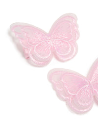 Kids Pink Sheer Fabric Butterfly Clips 2-Pack - link has visual effect only