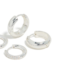 Waterproof Stainless Steel Cubic Zirconia Chubby Huggie Earrings 2-Pack - link has visual effect only