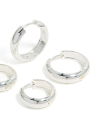 Waterproof Stainless Steel Thick Large & Mini Hoop Earrings 2-Pack - link has visual effect only