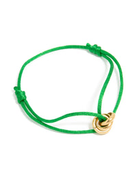 Waterproof Gold Plated Stainless Steel & Green Cord Adjustable Bracelet - link has visual effect only