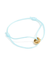 Waterproof Gold Plated Stainless Steel & Light Blue Cord Adjustable Bracelet - link has visual effect only