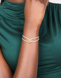 Waterproof Gold Plated Stainless Steel & Light Blue Cord Adjustable Bracelet - link has visual effect only