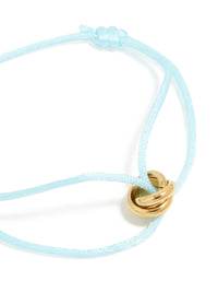 Waterproof Gold Plated Stainless Steel & Light Blue Cord Adjustable Bracelet - link has visual effect only