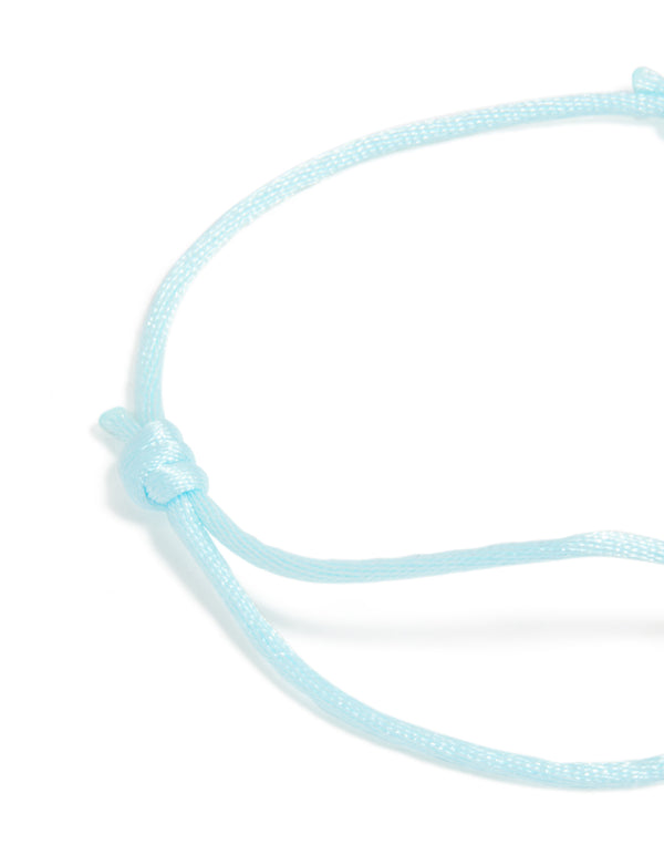 Waterproof Gold Plated Stainless Steel & Light Blue Cord Adjustable Bracelet