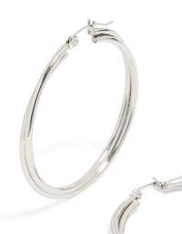Surgical Steel Crossover Hoop Earrings 40 MM - link has visual effect only