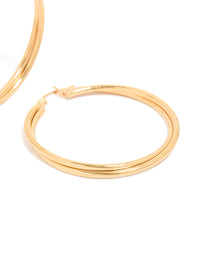 Gold Plated Surgical Steel  Crossover Hoop Earrings 40 MM - link has visual effect only
