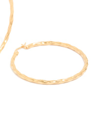 Gold Plated Surgical Steel Textured Hoop Earrings 40 MM - link has visual effect only