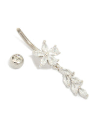 Titanium Cubic Zirconia Flower Vine Belly Bar - link has visual effect only