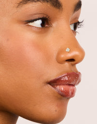 Gold Plated Titanium Cubic Zirconia Threadless Flat Back Nose Studs - link has visual effect only