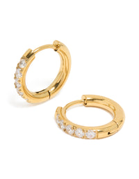 Stainless Steel Cubic Zirconia Inlay Sleeper Earrings - link has visual effect only